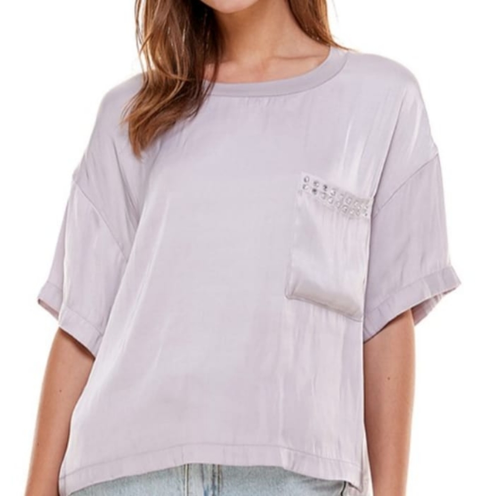 ON TWELFTH Lavander Silky Short Sleeve Packet Tee Shirt